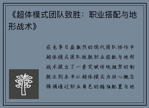 《超体模式团队致胜：职业搭配与地形战术》